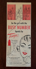 1956 TANGEE Pink Lipstick Vintage Print Ad Cosmetics Girl Telephone