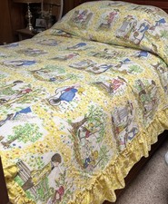 Vintage Holly Hobbie Coverlet Full Bedspread, Shams And Canopy 14 Pieces