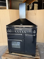 Rangemaster Kitchener 90 Dual Fuel FSD Black Cooker With Matching Hood