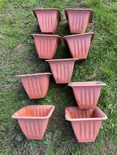 9 TERRACOTA Plastic  Square Planter Flower Plant Pots