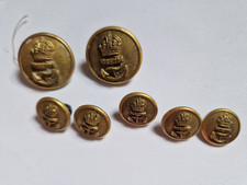 Vintage Matched Set 7 Royal Navy Military Brass Buttons 2 large 5 small FIRMIN