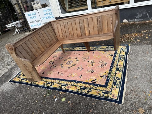Antique corner pitch pine pew - antique,