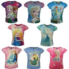 Girls Disney Frozen Anna & Elsa Short Sleeve T-Shirt 3-8 Years