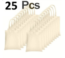 25 x 100% COTTON SHOPPING PLAIN BAGS  ECO FRIENDLY TOTE SHORT HANDLE BAGS