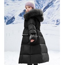 Kids Girls Winter Coat Hooded Faux Fur Parka School Jacket Outwear Padded Jacket