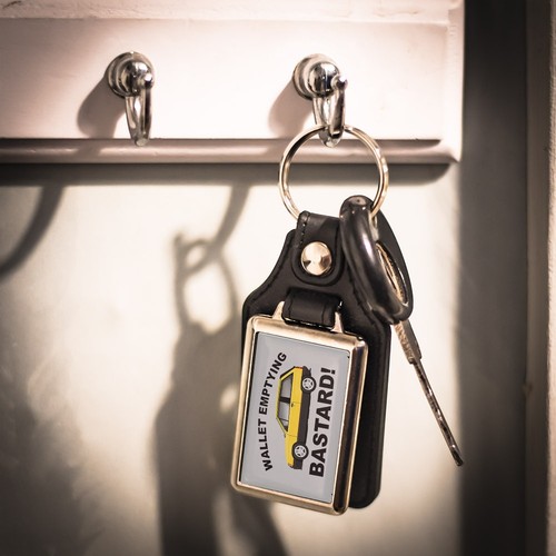 Leather look key ring - leather,