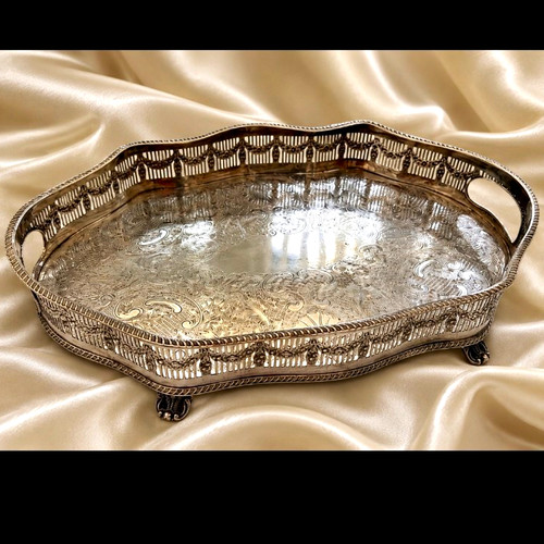 Vintage silver plated footed - plated,