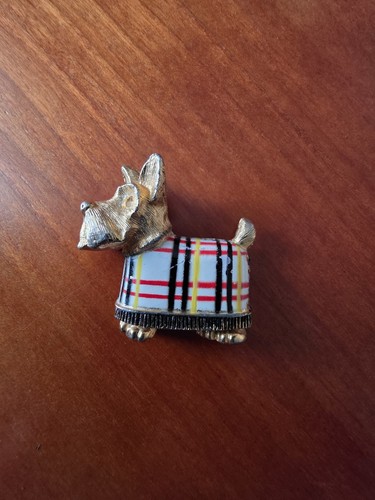 Vintage enamel tartan scottie - vintage,