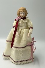 Vtg Porcelain Cone Doll Made In Taiwan R.O.C - Victorian Lace Dress Figure 19cm