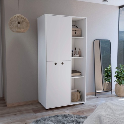 White wardrobe armoire with - white,