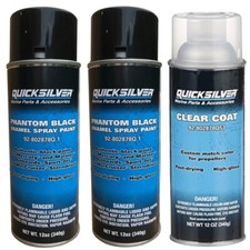 2X MERCURY Phantom Black Mercruiser Drive Outboard Marine Spray Paint + LACQUER