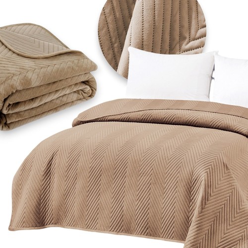 Dark beige velour quilted - beige,