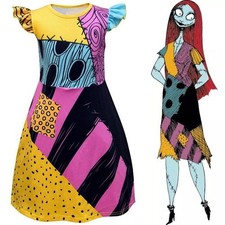 Kids Girls The Nightmare Before Christmas Sally Dress Halloween Cosplay Costume