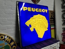 VINTAGE & RARE 1970’s PEUGEOT ILLUMINATED DEALERSHIP SHOWROOM GARAGE SIGN