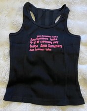 Ann Summers Black Pink Ribbed Casual Summer/Pyjama Vest Top - Size 10-12 - New