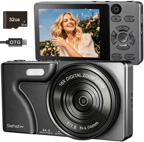 Digital camera 64mp compact - 4k,