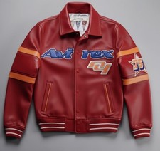 American Aviator Style Red Bomber Men's Avirex Real Leather Flight Jacket