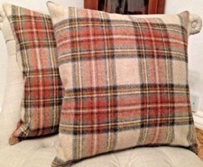 2x Abraham Moon Turnberry Check Tartan 100% Wool Cushion Cover 16" (both sides)