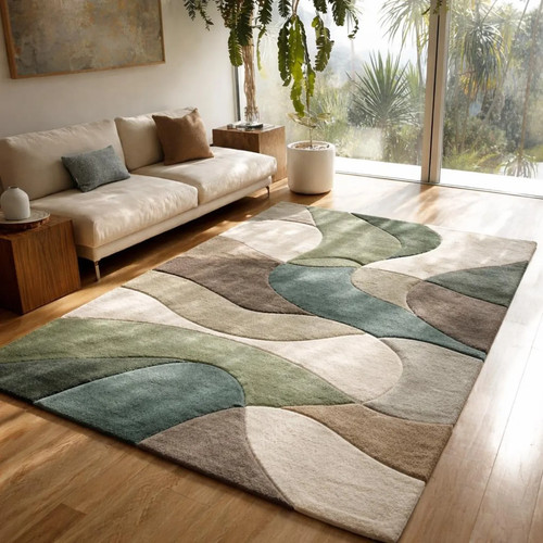 Modern hand tufted wool area - hand-tufted,