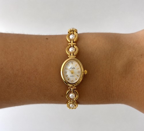 Vintage gold pearl bracelet - gold,