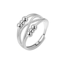 Womens Anxiety Rings 925 Sterling Silver Fidget Ring Spinner Stress Relief Band