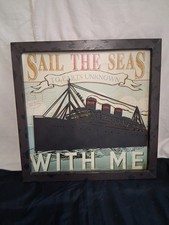 Vintage 3D Metal Wall Art Picture "Sail The Seas To Parts Unknown".