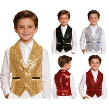 UK Kids Shiny Sequin Suit Vest
