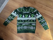 Mojang Studios Minecraft Green Creeper Christmas Jumper Age 11-12 Years