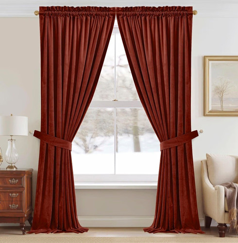 Rust red blackout curtain - red,