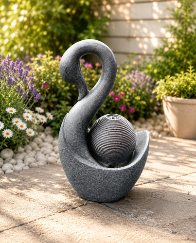 Solar water feature with led - feature,