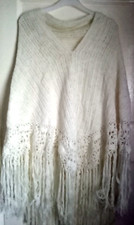 Poncho Ecru Cream Shawl Wrap