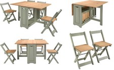 Butterfly Dining Set Green-Santos Extending Waxed Pine Dining Table and 4 Chairs