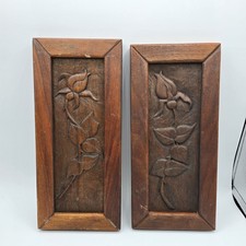 2 Antique Vtg Handcarved