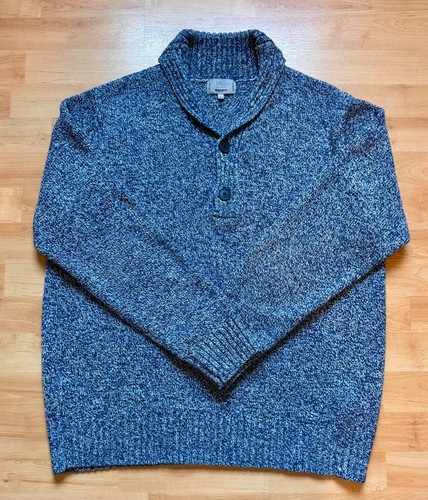 Blue marl shawl collar - shawl,