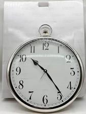 VINTAGE LONDON CLOCK COMPANY LARGE SILVER WALL CLOCK POCKET WATCH STYLE