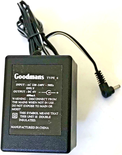Mains adapter 600ma dc - 6v,