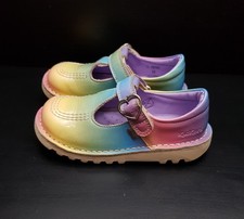 KICKERS 10UK EUR28 GIRLS RAINBOW PATENT LEATHER T-BAR MARY JANE SANDALS SHOES