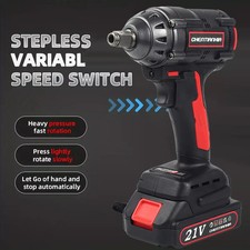 Cordless Electric Impact Wrench 380Nm 1/2" Drill Gun Ratchet Driver 2 X Batterys