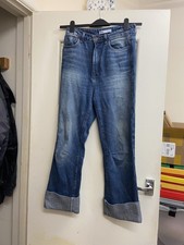 Woman’s ZARA Blue Denim Jeans 5 Pockets  Zip Fly turn ups to ankles eur 38  