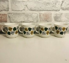 Set of 4 Retro Arklow Irish Pottery Leaf Pattern Coffee Cups 