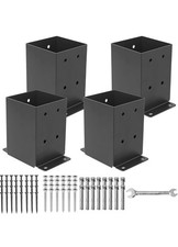 4×4 Post Base 4 Pcs, (Inner Size 3.6"x3.6") Post Brackets, Heavy Duty Black
