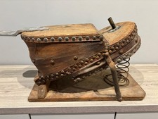 Antique Vintage Blacksmiths Forge Foot Operated Sprung Bellows Wood & Leather