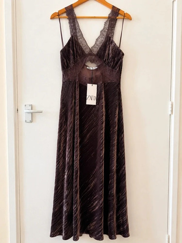 Zara velvet lace maxi slip - lace,