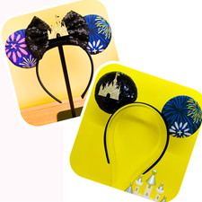 Beautiful Disney Inspired Princess Castle Fireworks Ears Mickey Minnie