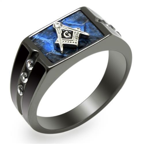 Mens masonic ring blue - , back