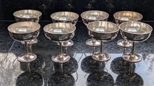 Vintage Hutton Sheffield EPNS Goblets x8 Silver Plated Art Deco Cocktail Cups