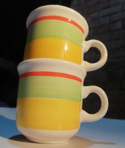 Colourful striped mugs - 2x,