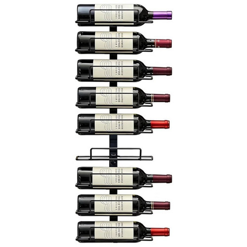 Black metal wall mounted wine - black,