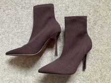 Ladies River Island Size 5 Short  Brown  Stiletto Boot Brand New