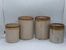 4 Stoneware Jam Pots With Honey Glazed Top